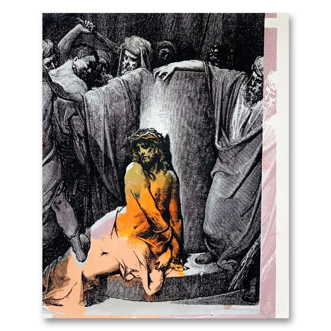 Steve Kaufman (1960-2010), "Jesus in Thorns" Hand Signed and Numbered Limited Edition Hand Pulled: Jesus in Thorns is a limited edition hand pulled silkscreen mixed media on canvas by Andy Warhol protege Steve Kaufman (1960-2010). This piece is numbered and CP 1/50 and hand signed inverso. Includes