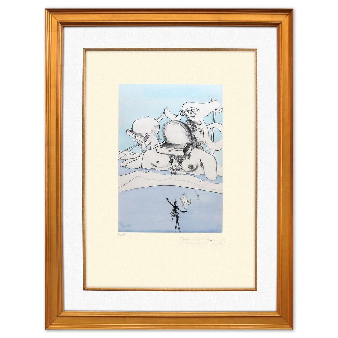 Salvador Dali- Original Lithograph "Flung Out Like a Cigarette Butt": Artist: Salvador Dali. Medium: Original Lithograph. Title: Flung Out Like a Cigarette Butt. Size: 25" x 19". Measures approx. 34" x 28" (framed). Signature: Hand signed and numbered. Certificate of Au