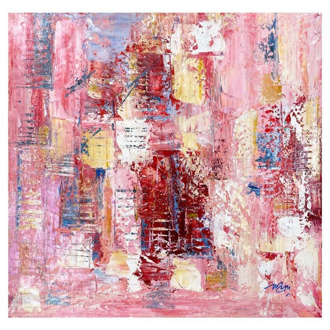 Mani, Original Acrylic Painting on Canvas, Hand Signed with Letter of Authenticity.: This is an original acrylic painting on canvas by Mani, hand signed by the artist. Includes Letter of Authenticity. Measures approx. 36" x 36" (image).