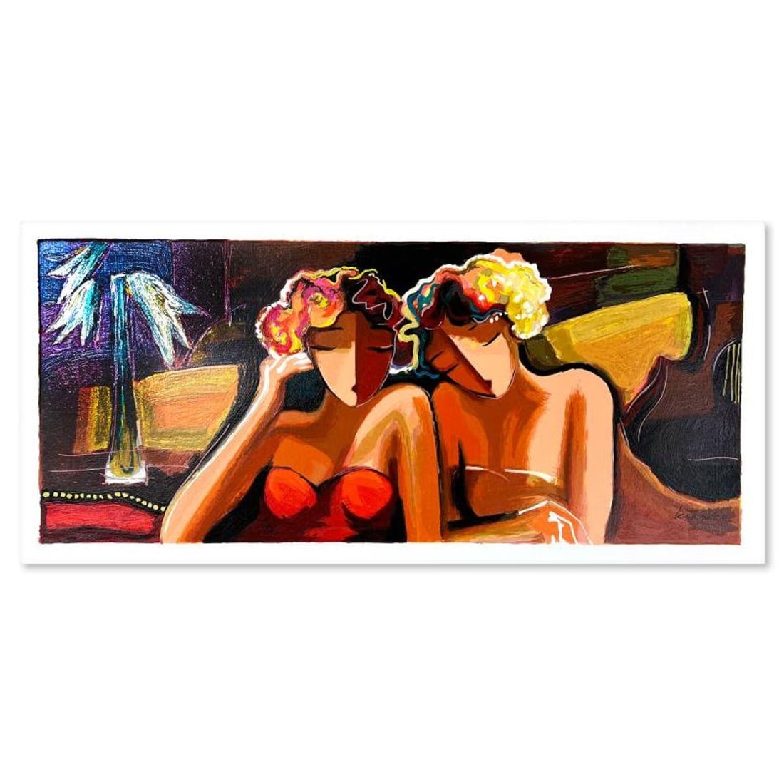 Michael Kerzner, "Sisters" Hand Signed Limited Edition Serigraph on Paper with Letter of: Sisters is a limited edition serigraph on paper by Michael Kerzner. The piece comes hand signed by the artist, numbered, and with a letter of authenticity. Measures approximately 10" x 23". Reference#