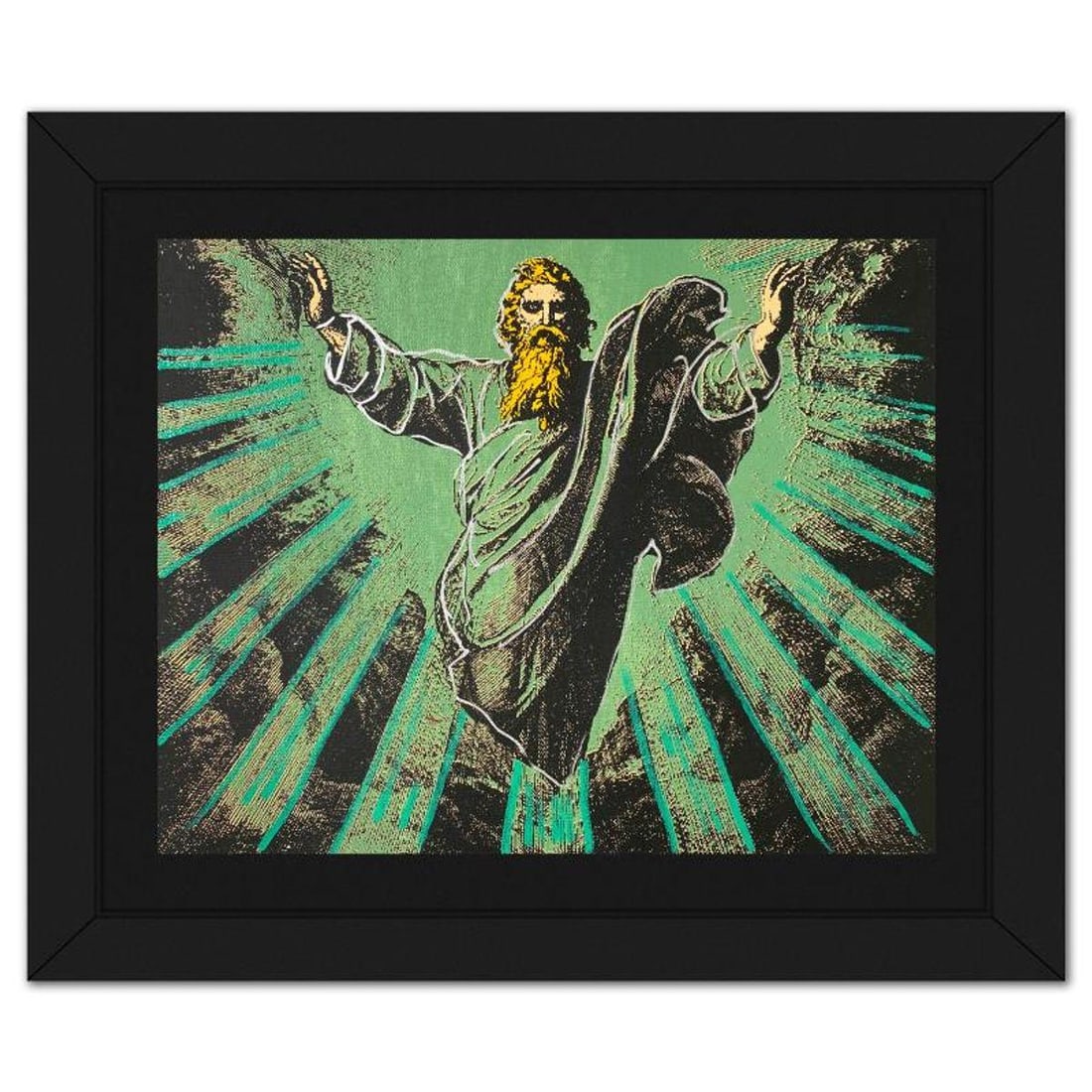 Steve Kaufman (1960-2010), "The Creation" Framed Hand Embellished Limited Edition Silscreen,: The Creation is a hand embellished limited edition silkscreen on canvas by Andy Warhol protege, Steve Kaufman (1960-2010), numbered AP 6/50 inverso and hand signed by the artist. This piece comes cust