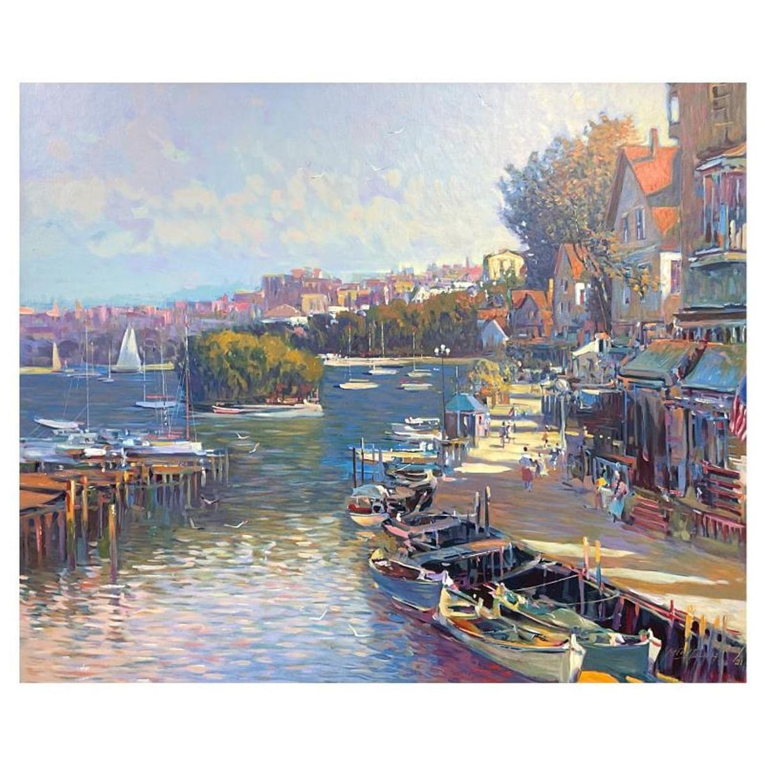 Ming Feng, "Bay Side Village" Limited Edition Printer's Proof on Canvas, Numbered 21/21 and Hand (1 of 2)