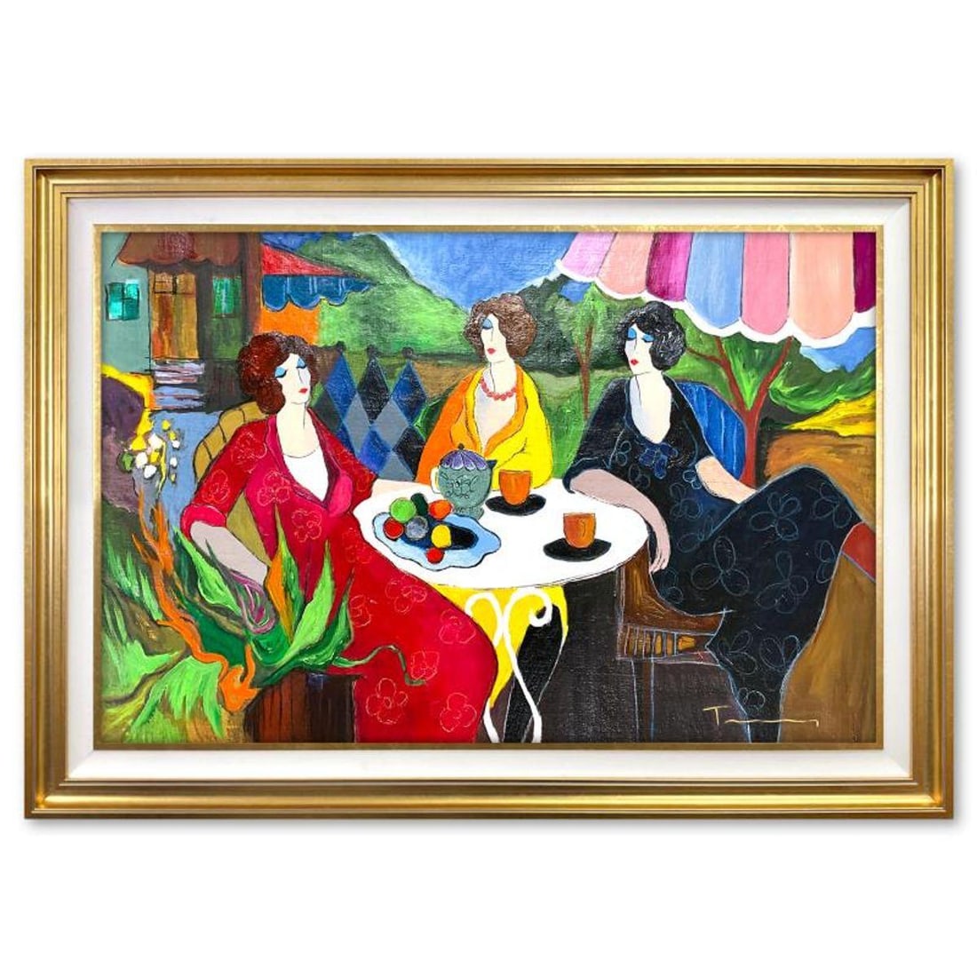 Itzchak Tarkay (1935-2012), "Spring Afternoon" Framed One-of-a-Kind Mixed Media Over Paint on (1 of 2)