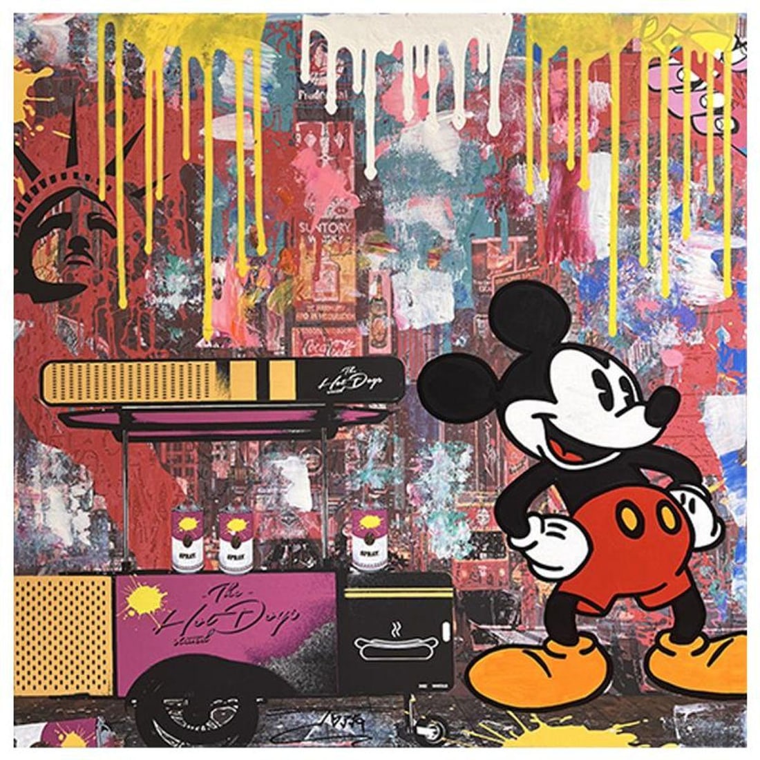 Jozza, "NY Hot dog" Unique Mixed Media on Canvas, Hand Signed with Letter of Authenticity. (1 of 1)