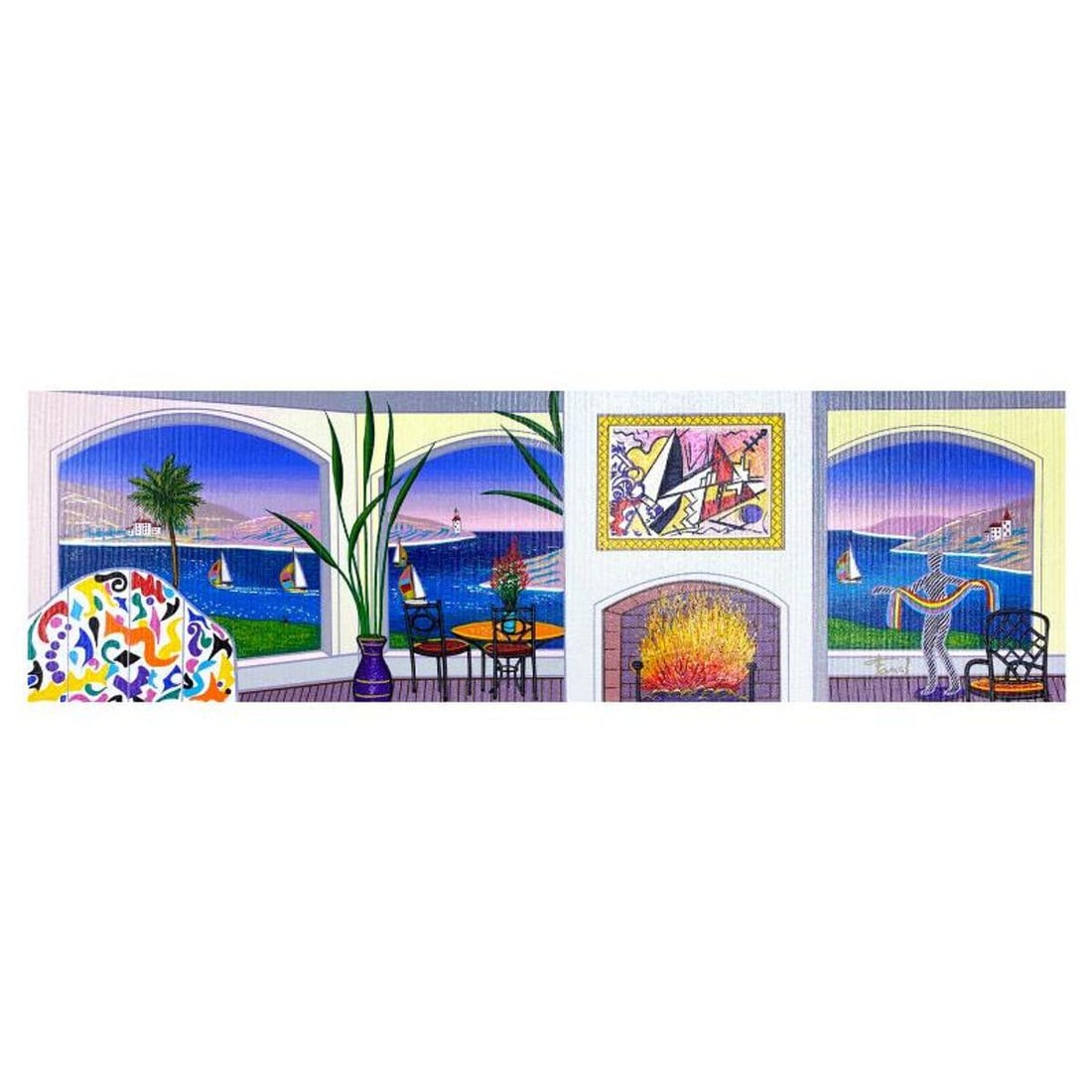 Fanch Ledan, "Interior with Leger" Limited Edition Serigraph on Canvas, AP Numbered Inverso and Hand: Interior with Leger is a limited edition serigraph on canvas by Fanch, AP numbered inverso and hand signed by the artist. Includes Letter of Authenticity. Measures approx. 7" x 23" (image). This proof