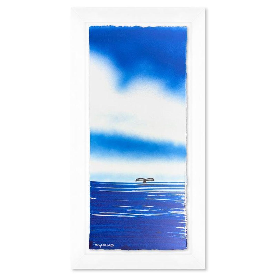 Wyland, "Fluke" Framed, Hand Signed Original Painting with Letter of Authenticity.: Fluke is an original painting acrylic on deckle edge paper by Wyland. Hand signed by the artist, the piece comes custom framed and with a letter of authenticity. Measures approximately 26.5" x 14.5" (