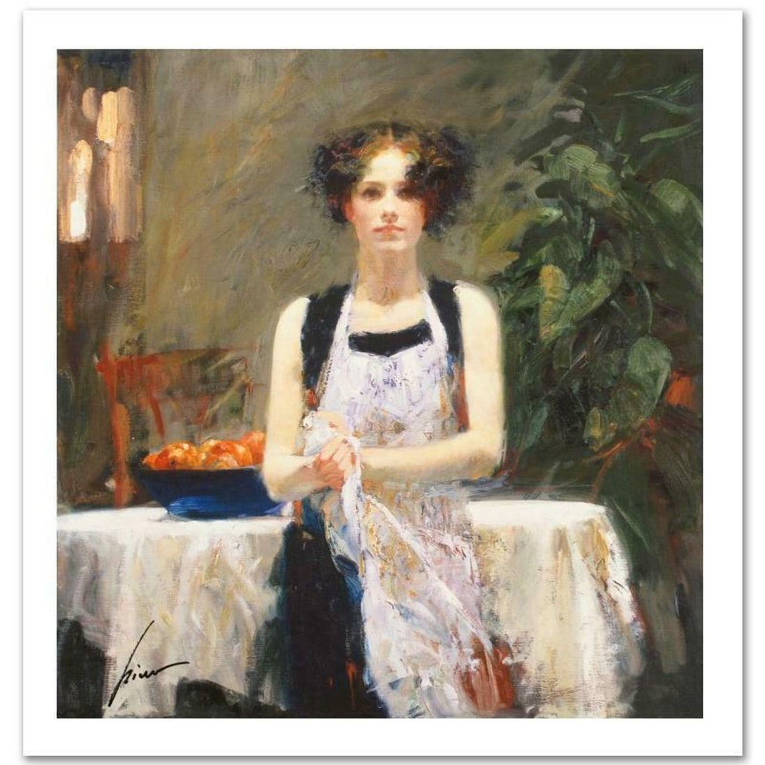 Pino (1939-2010) "Ester" Limited Edition Giclee. Numbered and Hand Signed; Certificate of: Ester is a limited edition giclee on paper by Pino (1939-2010). The piece comes numbered and is hand signed by the artist. Includes Certificate of Authenticity. Measures approximately 16 x 16" (image)