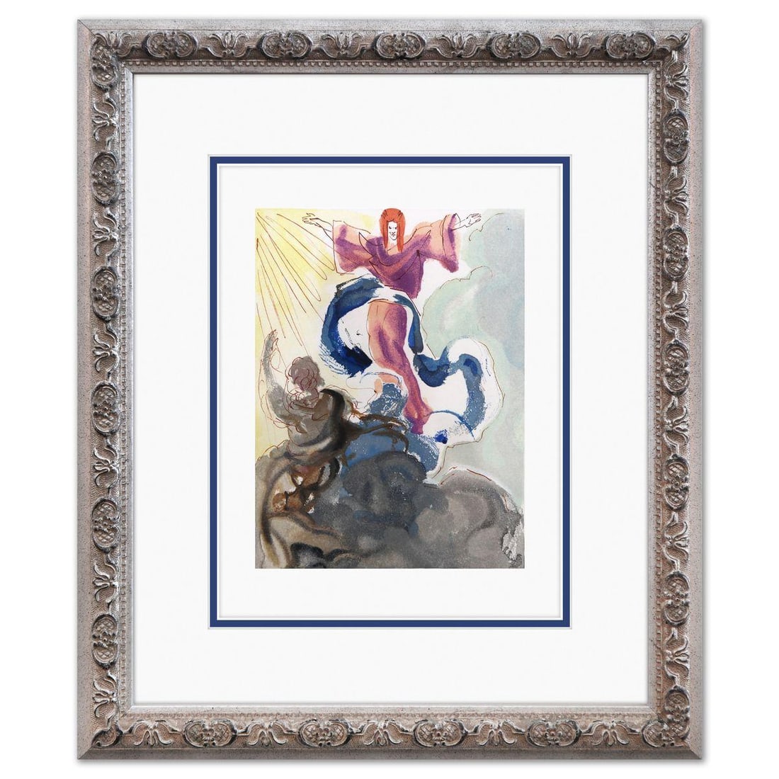 Salvador Dali- Original Color Woodcut on B.F.K. Rives Paper "Paradise 3": Artist: Salvador Dali. Medium: Original Color Woodcut on B.F.K. Rives Paper. Title: Paradise 3. Size: 13" x 10". Measures approx. 20" x 16" (framed). Certificate of Authenticity: Is included. Addition