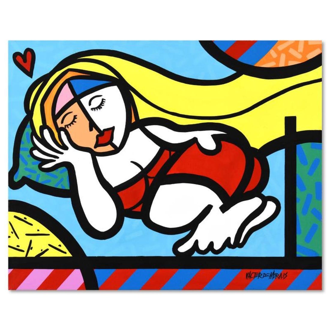 Valter Morais, Original Acrylic Painting on Canvas, Hand Signed with Letter of Authenticity.: This is an original acrylic painting on stretched canvas by Valter Morais, hand signed by the artist. Includes Letter of Authenticity. Measures approx. 20" x 16" (image).