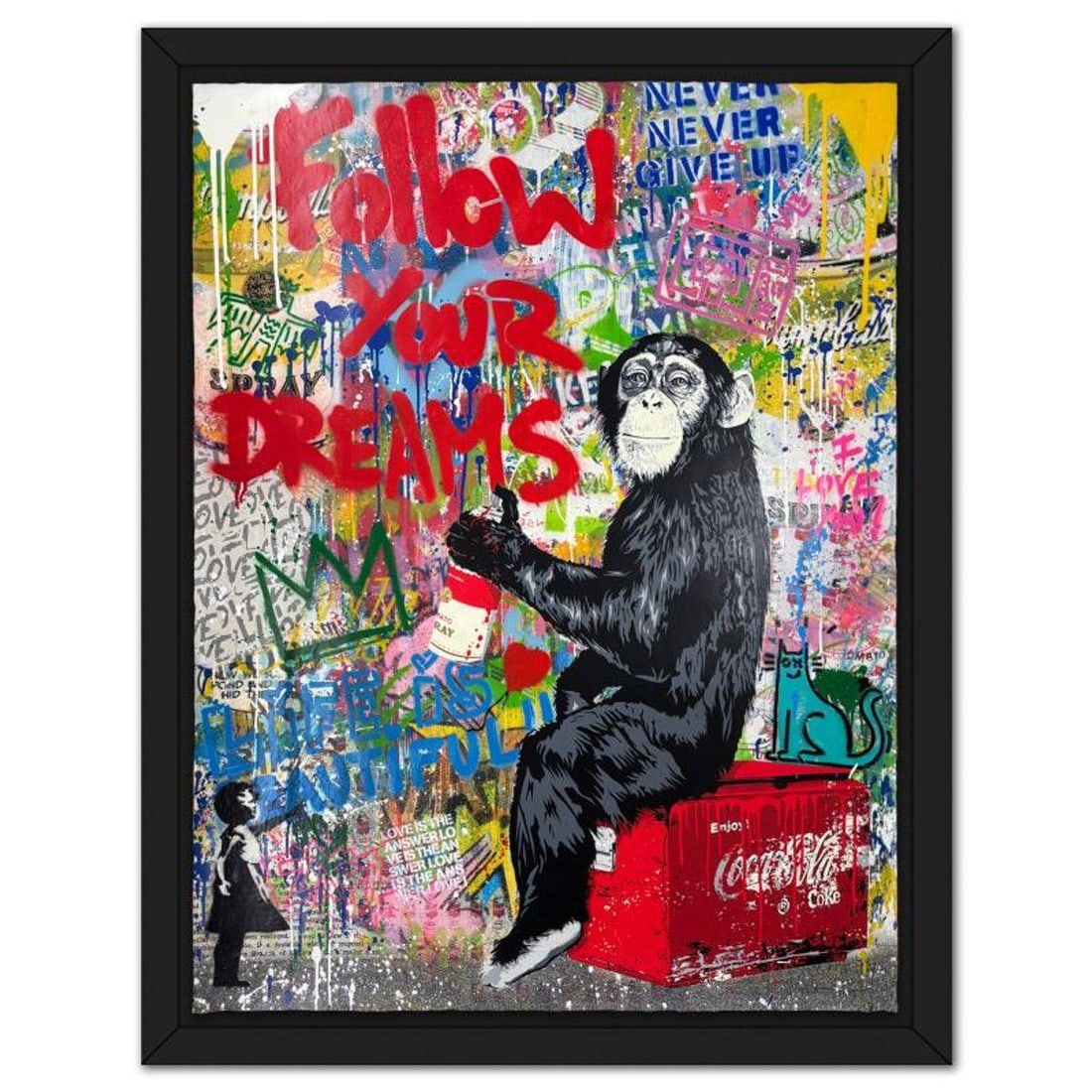 Mr Brainwash, '"Everyday Life" Framed Mixed Media Original, Hand Signed with Certificate of: Everyday Life is a mixed media original on deckle edge paper by Mr Brainwash, hand signed and thumbprinted inverso by the artist. This piece comes custom framed. Includes Certificate of Authenticity.