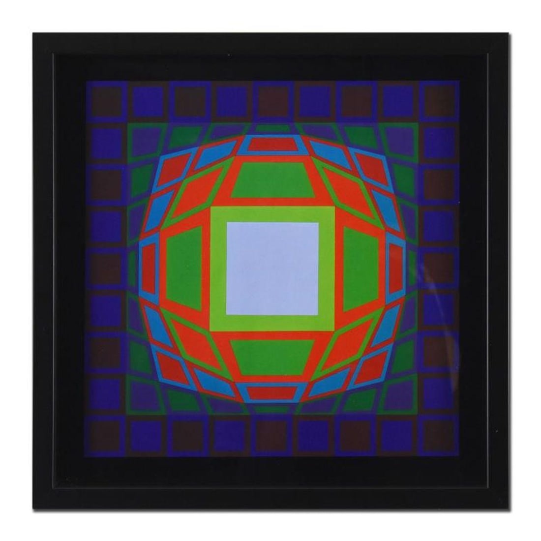Victor Vasarely (1908-1997), "Gyemant (1972)" Framed Heliogravure Print with Letter of Authenticity: Gyemant (1972) is a heliogravure print on paper by Victor Vasarely (1908-1997). This piece comes custom framed. Includes Letter of Authenticity. Measures approx. 17" x 17" (frame), 14" x 14" (image). 