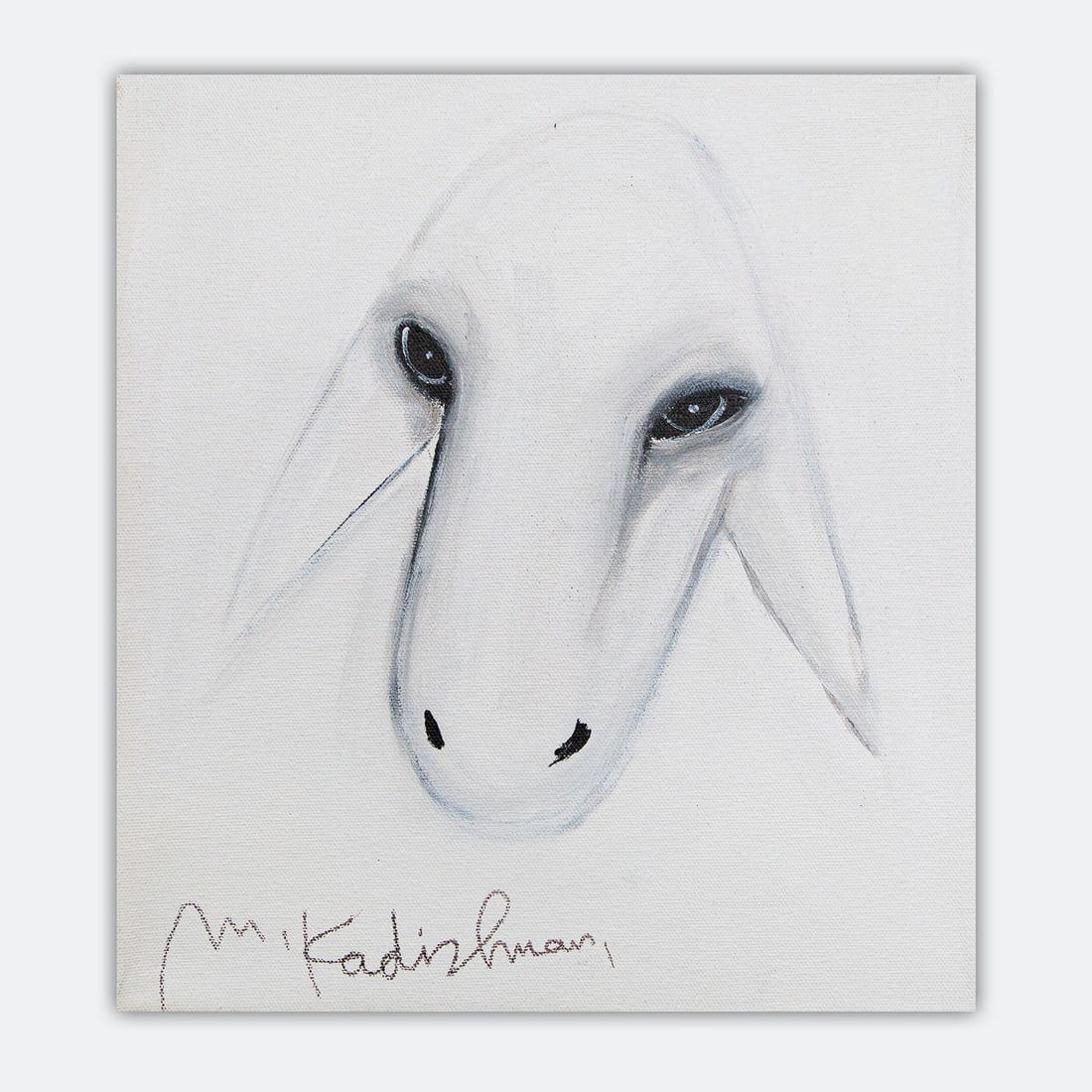 Menashe Kadishman- Original Acrylic on Canvas "Untitled": Artist: Menashe Kadishman. Medium: Original Acrylic on Canvas. Title: Untitled. Size: 13" x 12". Signature: Hand Signed by the artist. Certificate of Authenticity: Is included. Additional: Stretched a