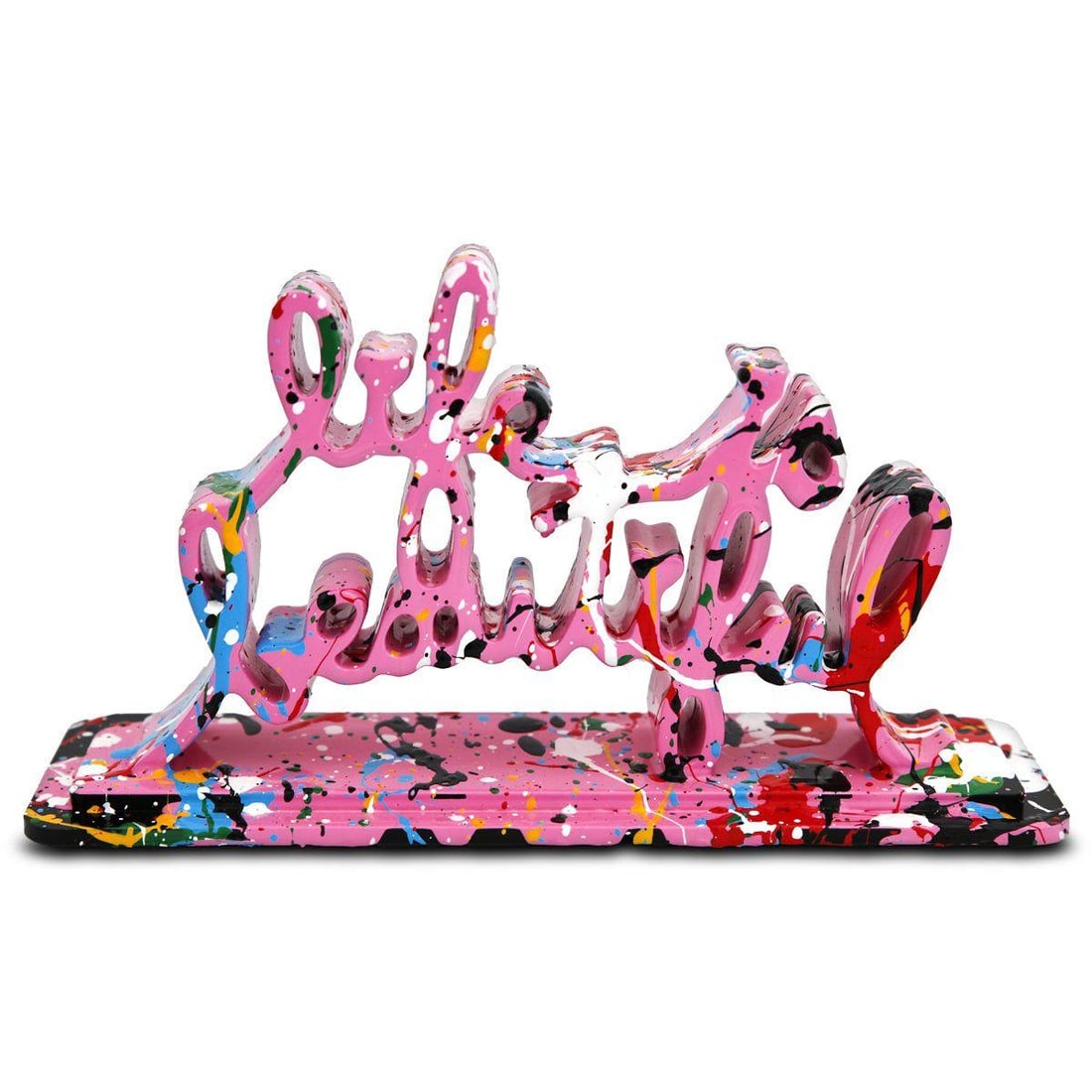 Mr Brainwash- Acrylic Dipped and Splashed Cast Resin Sculpture in Plexiglass Enclosure "Life Is: Artist: Mr Brainwash. Medium: Acrylic Dipped and Splashed Cast Resin Sculpture in Plexiglass Enclosure. Title: Life Is Beautiful - Dipped Bubblegum Splash, 2020. Size: 6" x 10.5". Signature: Signed an