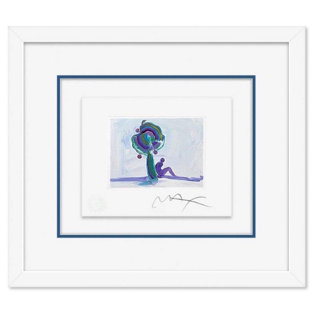 Peter Max, "Figure Under Tree" Framed Limited Edition Lithograph, Numbered and Hand Signed with (1 of 2)