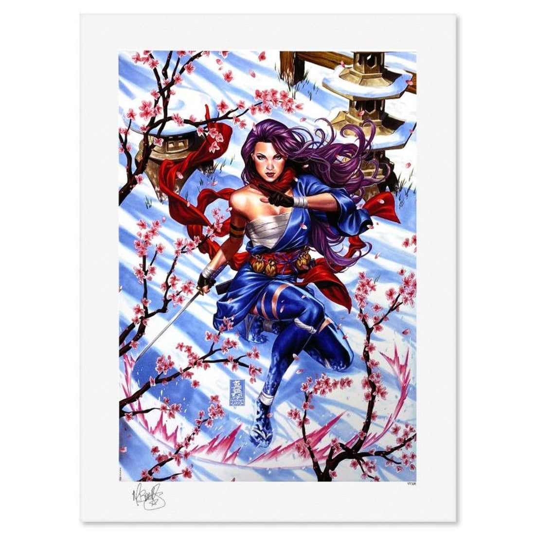 Marvel Comics & Mark Brooks, "Psylocke Demon Days: X-Men" Limited Edition, PP Numbered 3/4 and: Psylocke Demon Days: X-Men is a limited edition giclee on paper from Marvel Comics and Mark Brooks, PP numbered 3/4 and bearing the authorized signature of the artist. Includes Letter of Authenticity.