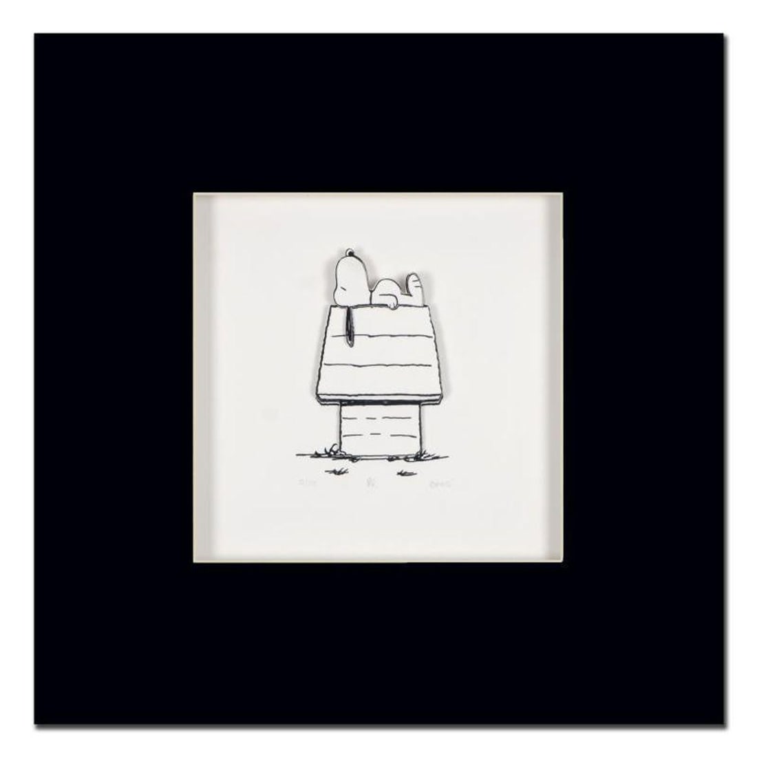 Peanuts, "Happy Place" Hand Numbered Limited Edition 3D Decoupage with Certificate of Authenticity.: Created from the original artwork archived at the studio, "Happy Place" portrays the simple yet emotive art of Charles. M. Schulz, creator of PEANUTS. This 3D decoupage print on paper is hand