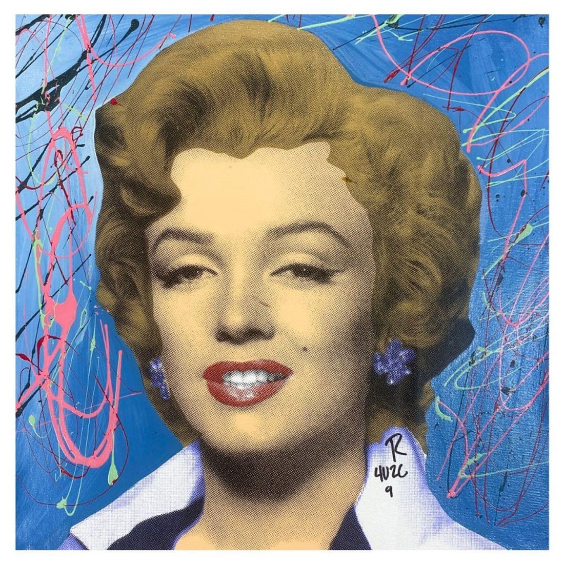 Ringo Daniel Funes, "Marilyn Classic" One-of-a-Kind Mixed Media on Canvas, Hand Signed with Letter (1 of 2)