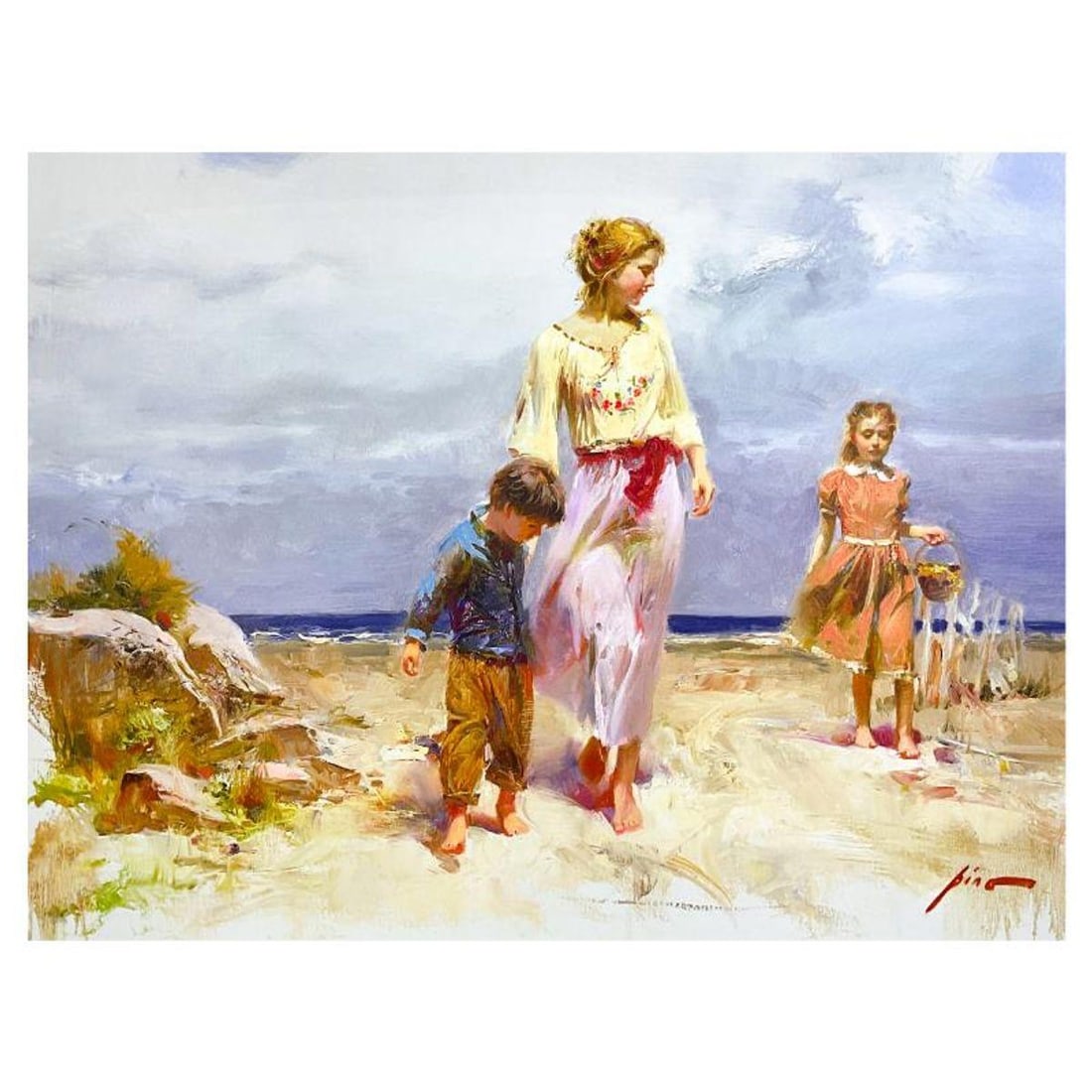 Pino (1939-2010), "Treasured Moments" Hand Embellished Limited Edition on Canvas, HC Numbered 4/25: Treasured Moments is an hand embellished limited edition giclee on canvas by Pino (1939-2010), HC numbered 4/25 and hand signed by the artist. Includes Certificate of Authenticity. Measures approx. 30