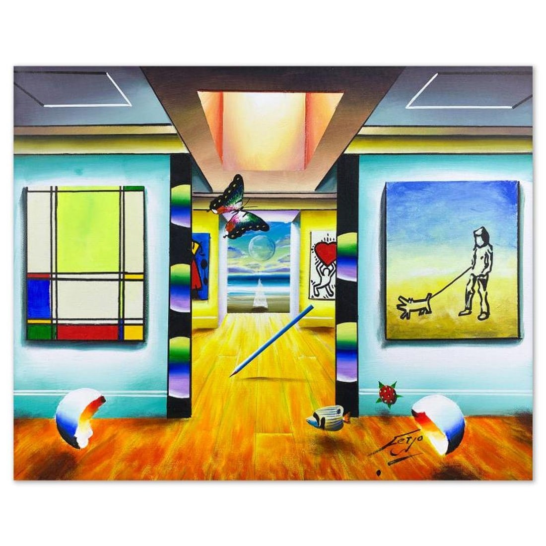 Ferjo, Original Acrylic Painting on Canvas, Hand Signed with Letter of Authenticity.: This is an original acrylic painting on stretched canvas by Ferjo, hand signed by the artist. Includes Letter of Authenticity. Measures approx. 24" x 30" (image).