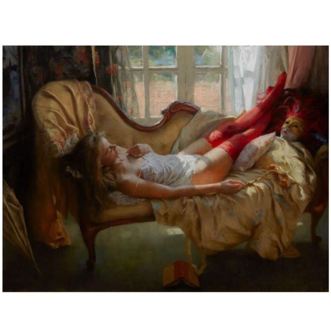 Vicente Romero, "Siesta" Hand Signed Limited Edition Giclee on Canvas with Certificate of (1 of 2)