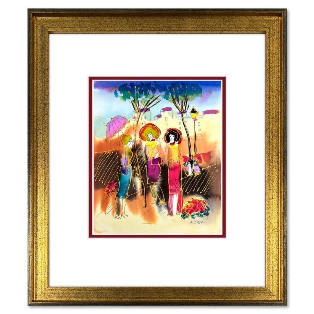 Moshe Leider, Framed Original Mixed Media Watercolor Painting, Hand Signed with Letter of: This is an original mixed media watercolor painting on paper by Moshe Leider. Hand signed by the artist, this piece comes custom framed and includes a Letter of Authenticity. Measures approximately