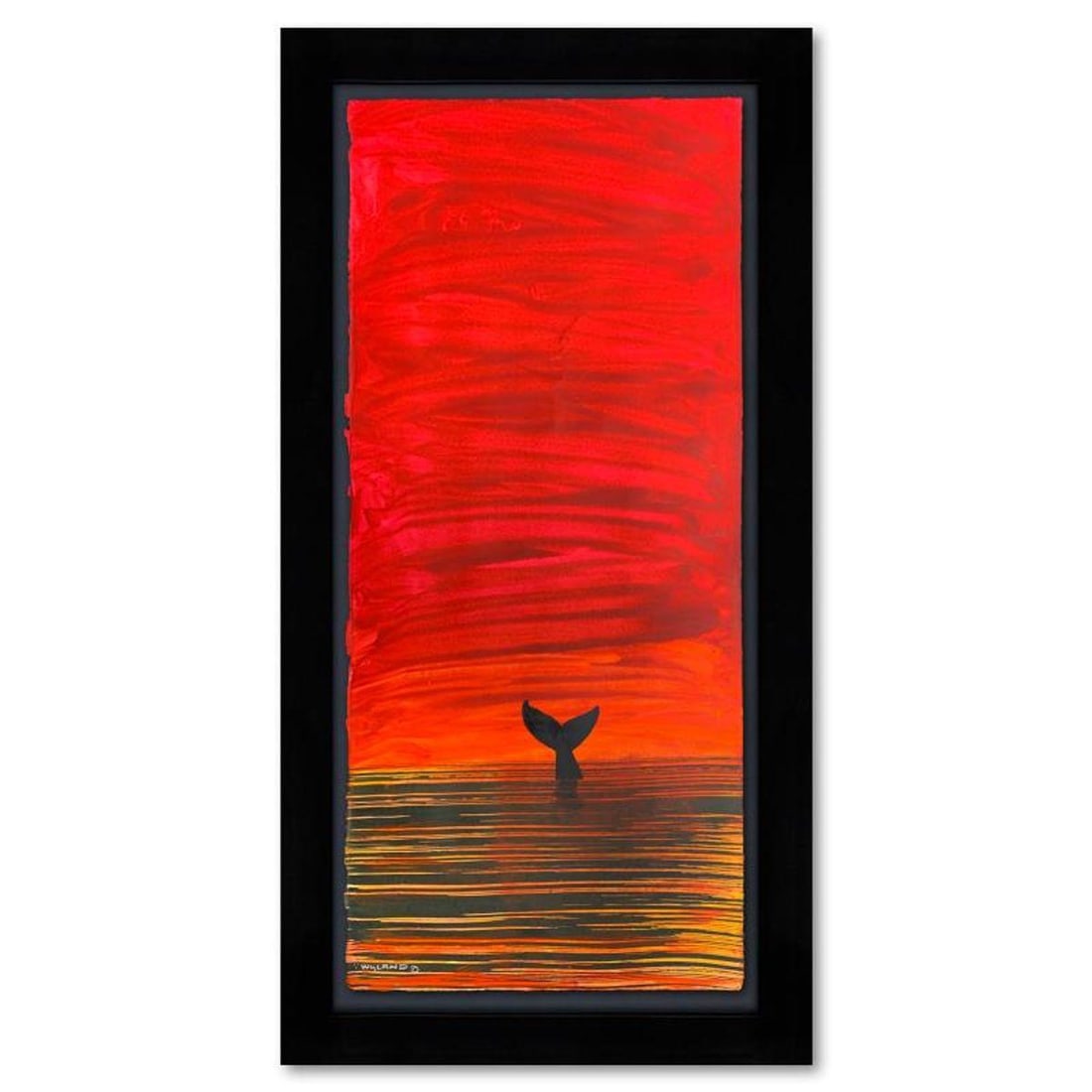 Wyland, "Sunset Whale" Framed, Hand Signed Original Painting with Letter of Authenticity. (1 of 4)