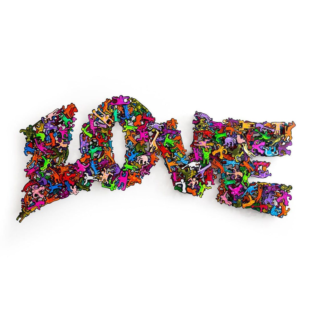 Patricia Govezensky- Original Painting on Cutout Steel "L O V E" (1 of 6)