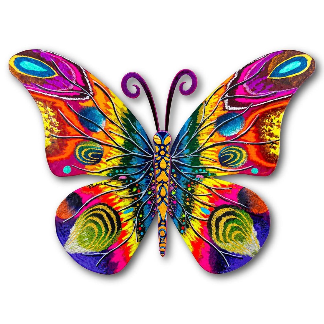 Patricia Govezensky- Original Painting on Cutout Steel "Butterfly": Artist: Patricia Govezensky. Medium: Original Painting on Cutout Steel. Title: Butterfly. Size: 8.5" x 12". Signature: Hand Signed by the artist. Certificate of Authenticity: Is included. Reference#: 