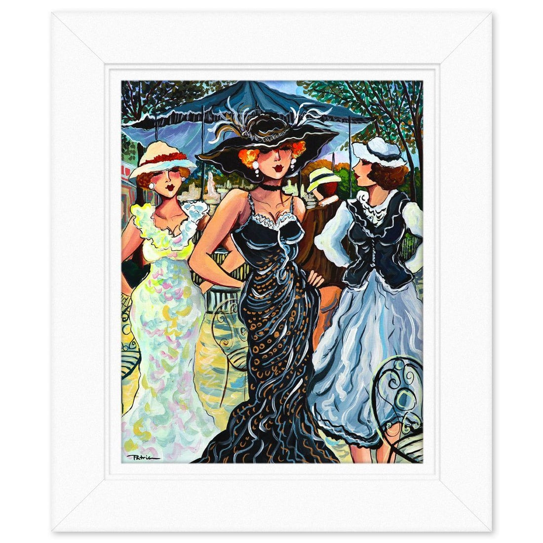 Patricia Govezensky- Original Acrylic on Canvas "Urban Melody": Artist: Patricia Govezensky. Medium: Original Acrylic on Canvas. Title: Urban Melody. Size: 20" x 16". Measures approx. 26.5" x 22.5" (framed). Signature: Hand signed by the artist. Certificate of Aut