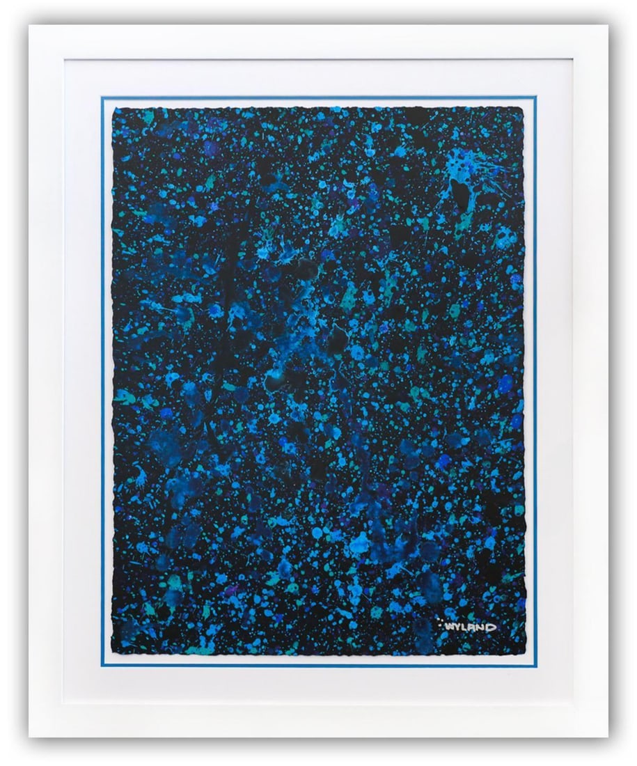 Wyland- Original Watercolor Painting on Deckle Edge Paper "Abstract Drip": Artist: Wyland. Medium: Original Watercolor Painting on Deckle Edge Paper. Title: Abstract Drip. Size: 30" x 22". Measures approx. 40" x 32" (framed). Signature: Hand Signed by the artist. Certificate