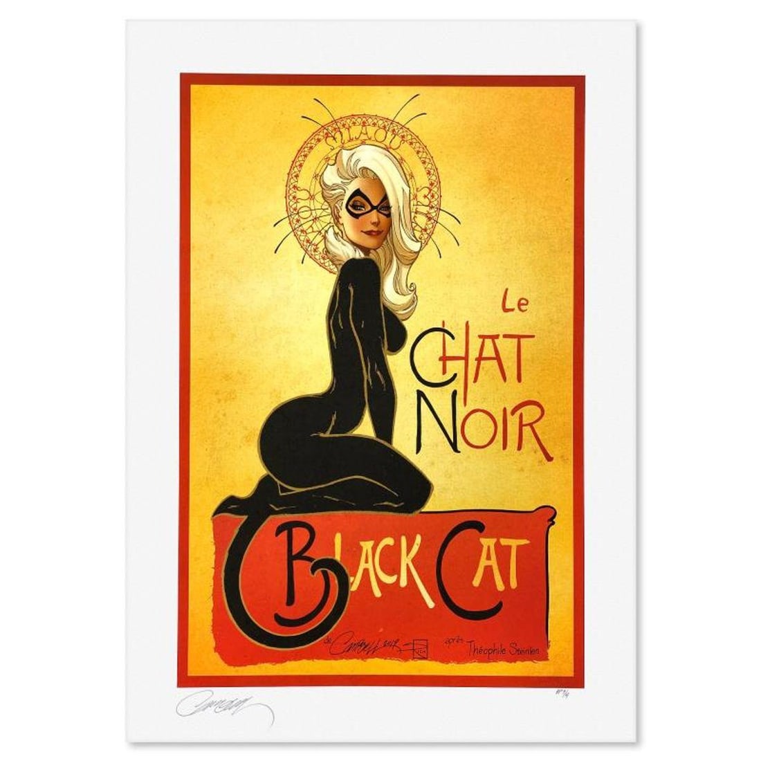 J. Scott Campbell, "Le Chat Noir: The Black Cat" Limited Edition, PP Numbered 3/4 and Signed with: Le Chat Noir: The Black Cat is a limited edition giclee on paper by J. Scott Campbell, PP numbered 3/4 and bearing the authorized signature of the artist. Includes Letter of Authenticity. Measures app