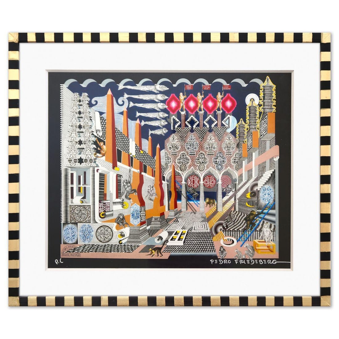 Pedro Friedeberg- Digital Graphic "Obeliscoid Monkey Business" (1 of 3)
