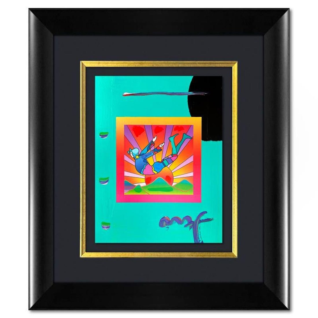 Peter Max, "Cosmic Flyer" Framed One-of-a-Kind Acrylic Mixed Media, Hand Signed with Registration (1 of 2)