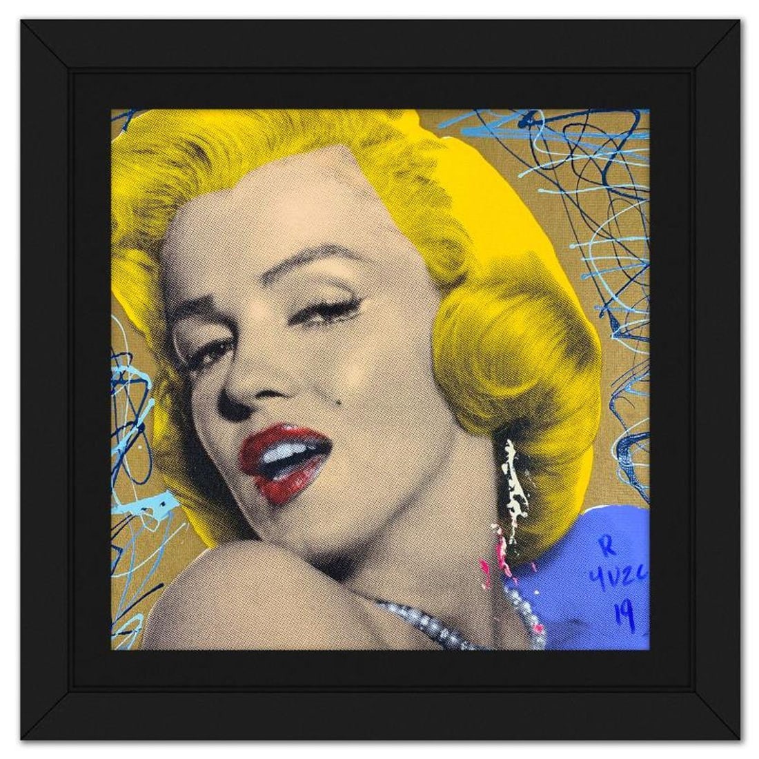 Ringo Daniel Funes, "Marilyn Classic" Framed One-of-a-Kind Mixed Media on Canvas, Hand Signed with (1 of 2)