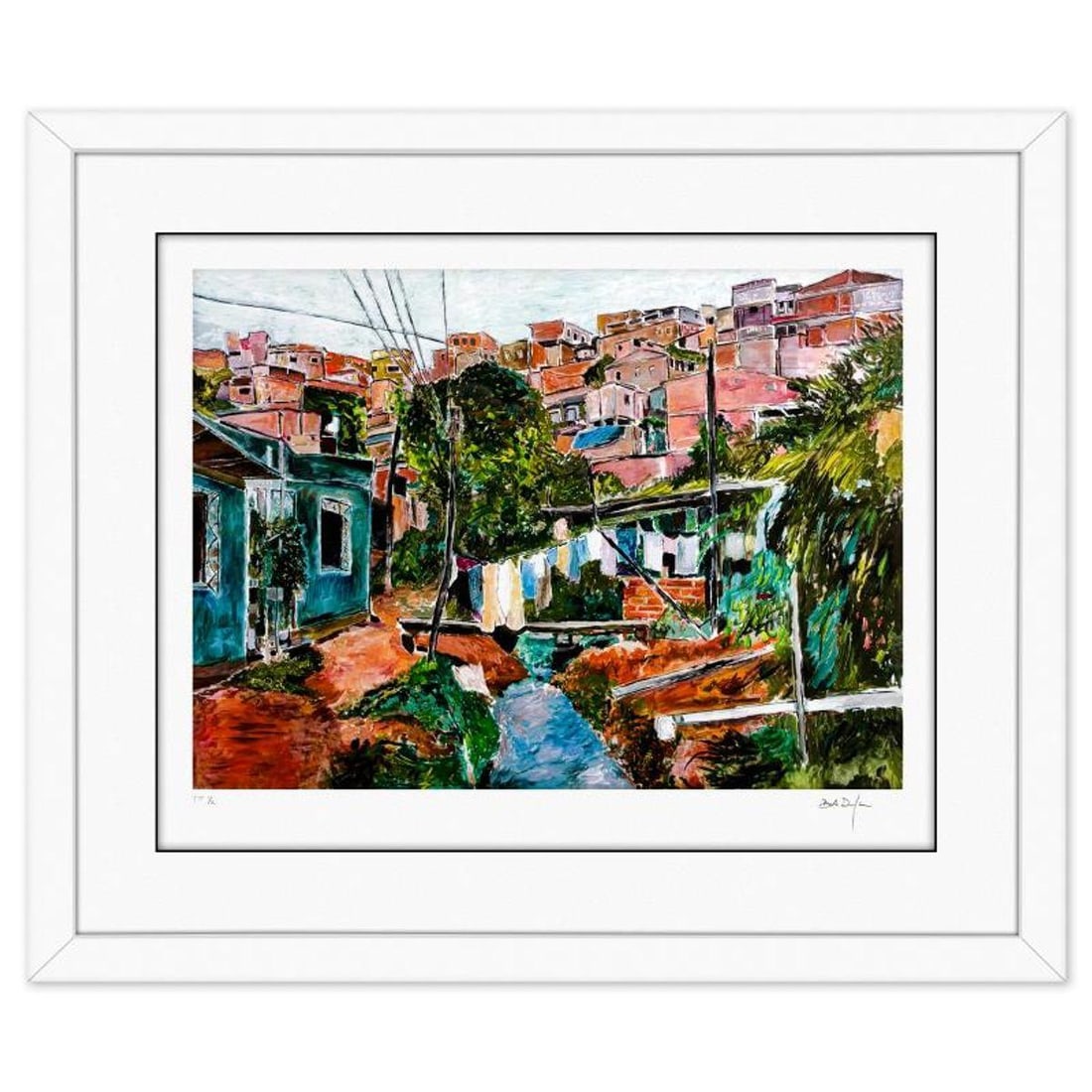 Bob Dylan, "Favela Villa Broncos" Framed Limited Edition, TP Numbered 1/2 and Hand Signed with: Favela Villa Broncos is a limited edition giclee on paper by Bob Dylan, TP numbered 1/2 and hand signed by the artist. This piece comes custom framed. Includes Letter of Authenticity. Measures approx.
