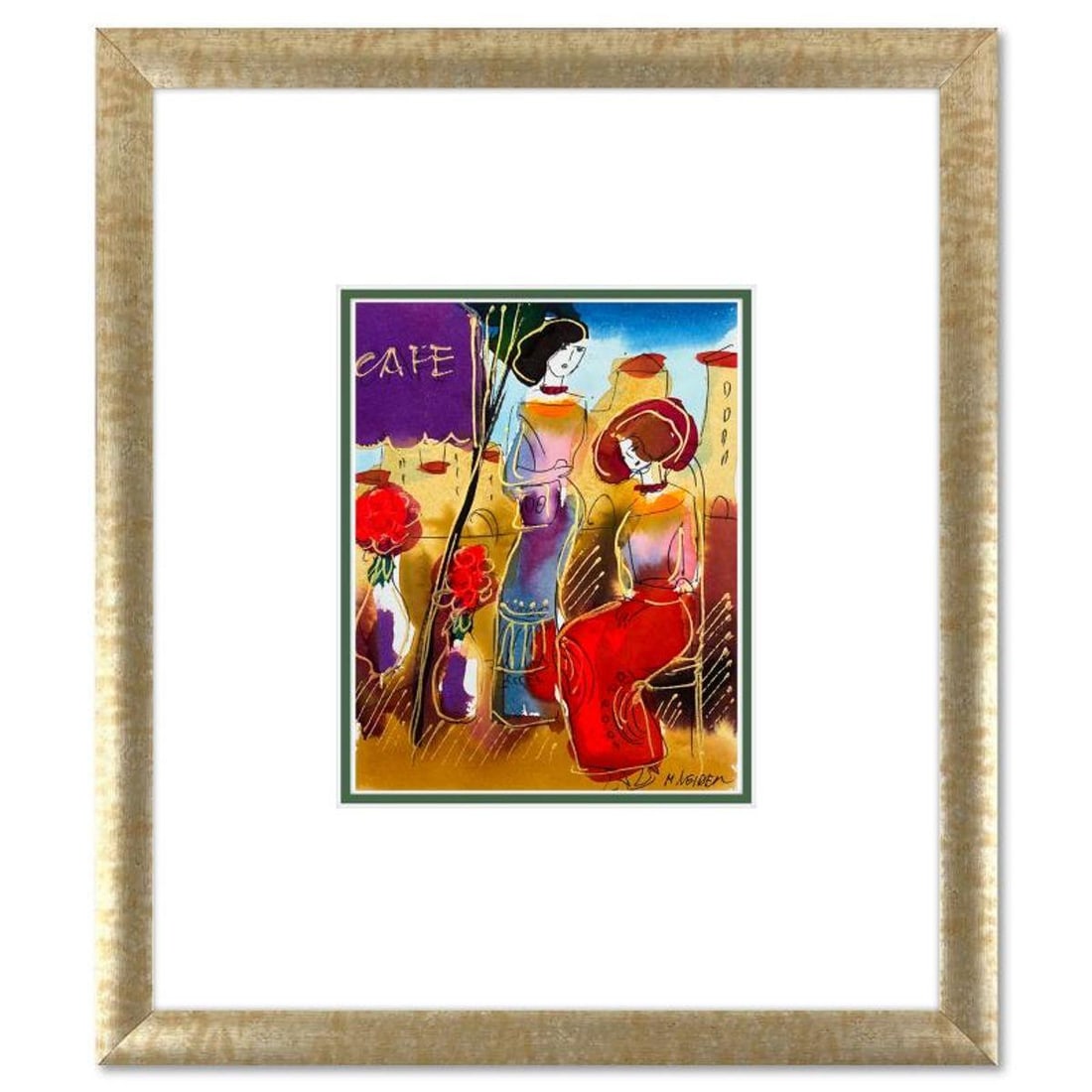 Moshe Leider, Framed Original Mixed Media Watercolor Painting, Hand Signed with Letter of: This is an original mixed media watercolor painting on paper by Moshe Leider. Hand signed by the artist, this piece comes custom framed and includes a Letter of Authenticity. Measures approximately 15