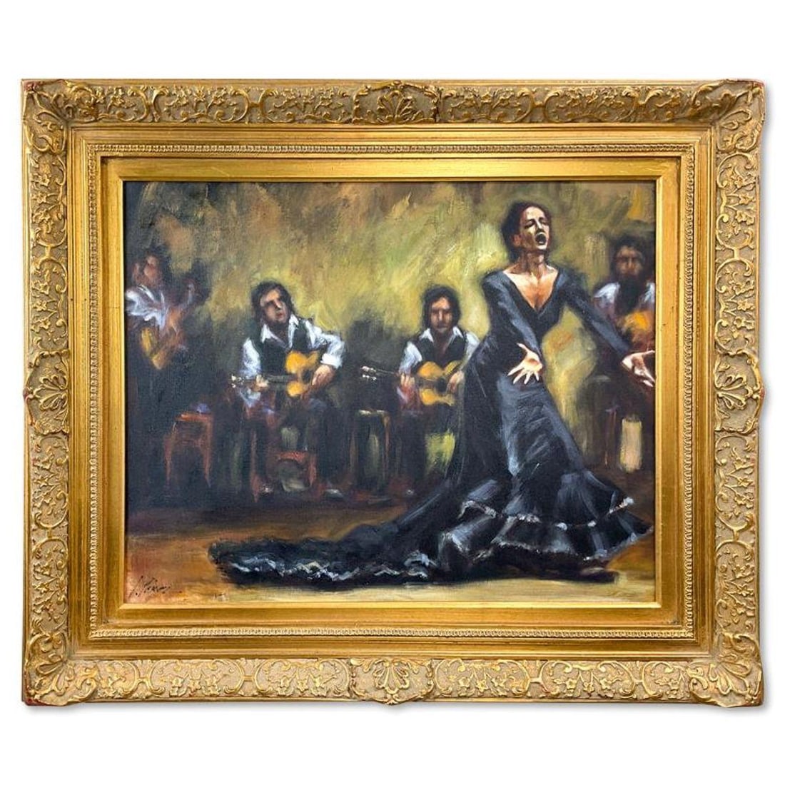 Fabian Perez, "Fiesta en Adalucia" Framed Original Acrylic Painting on Canvas, Hand Signed with: Fiesta en Adalucia is an original acrylic painting on canvas, hand signed by Fabian Perez. This piece comes framed. Includes Letter of Authenticity. Measures approx. 33.5" x 39.5" (frame), 23" x 29" (