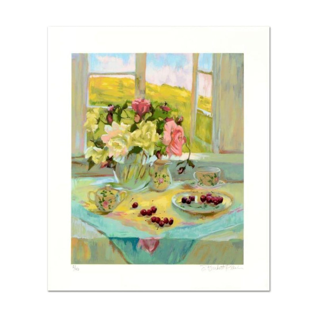 S. Burkett Kaiser, "Spring Roses" Limited Edition, Numbered and Hand Signed with Letter of: Spring Roses is a limited edition giclee on paper by S. Burkett Kaiser, numbered and hand signed by the artist. Includes Letter of Authenticity. Measures approx. 12" x 16" (image). Reference#: 91131.