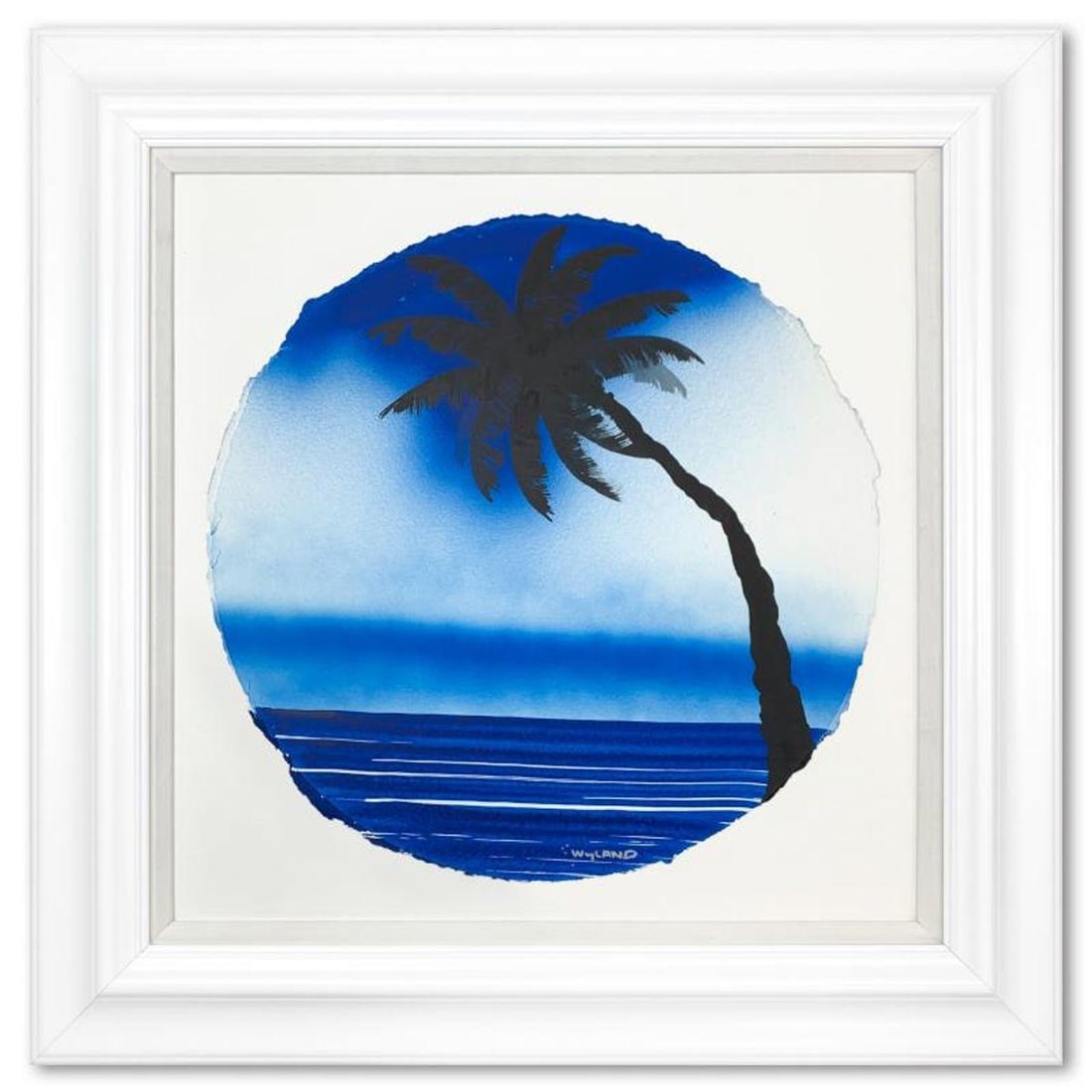 Wyland, "Palm Trees" Framed, Hand Signed Original Painting with Letter of Authenticity.: Palm Trees is an original painting, watercolor on deckle edge paper by Wyland. Hand signed by the artist, the piece comes custom framed and with a letter of authenticity. Measures approximately 30" x 