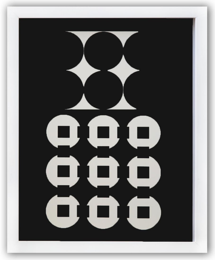 Victor Vasarely- Heliogravure Print "Untitled": Artist: Victor Vasarely. Medium: Heliogravure Print. Title: Untitled. Size: 14" x 11". Measures approx. 15" x 12" (framed). Additional: Custom Framed. Reference#: 21588.