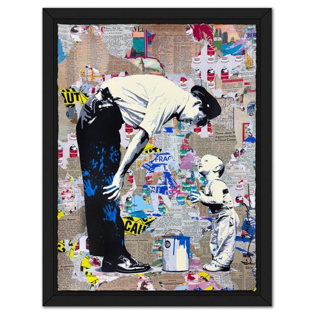 Mr Brainwash, '"Not Guilty" Framed Unique (UNQ) Mixed Media, Hand Signed with Certificate of: Not Guilty is a unique (UNQ) mixed media on deckle edge paper by Mr Brainwash, hand signed and thumbprinted inverso by the artist. This piece comes custom framed. Includes Certificate of Authenticity.