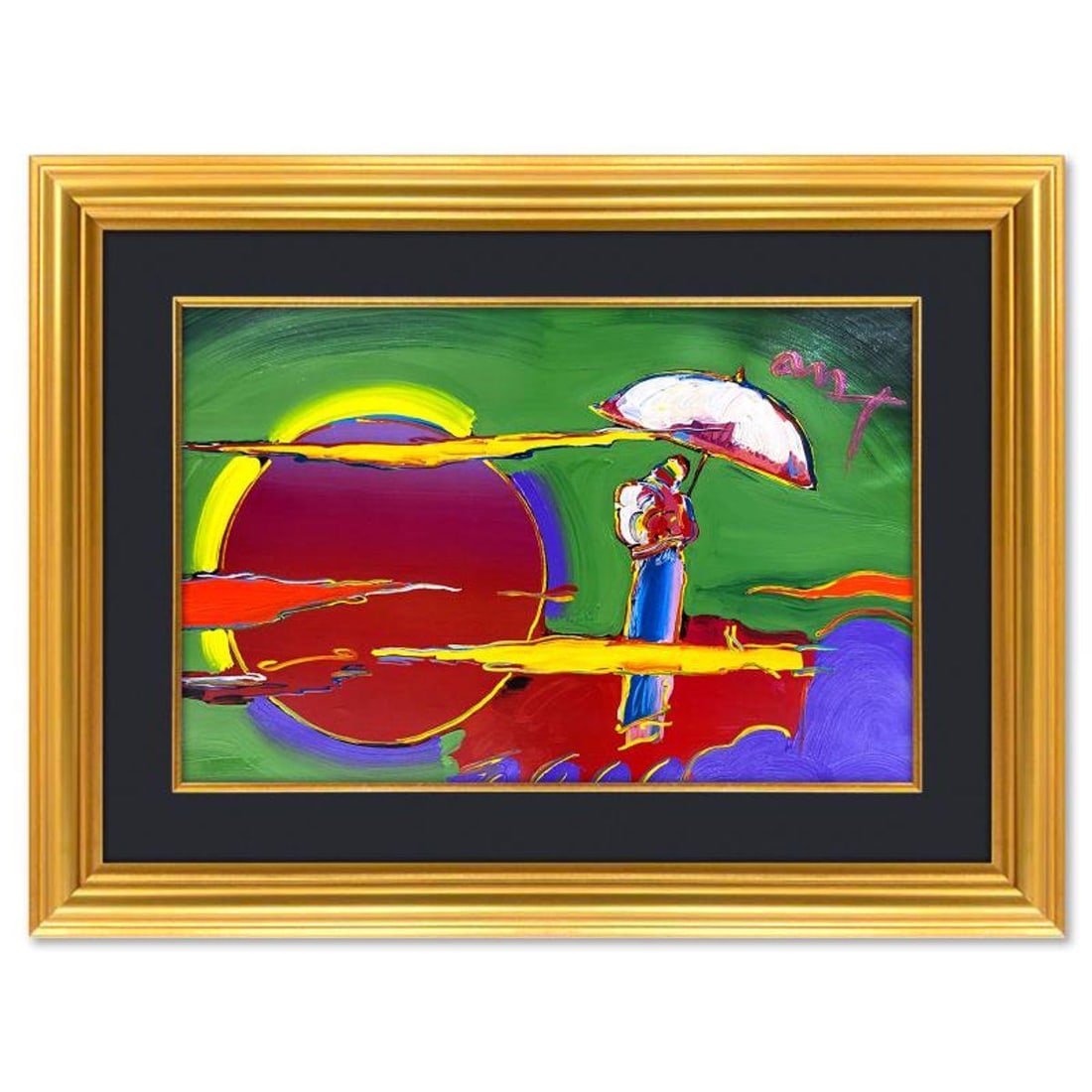 Peter Max, "New Moon 2" Framed One-of-a-Kind Mixed Media, Hand Signed with Registration Number (1 of 2)