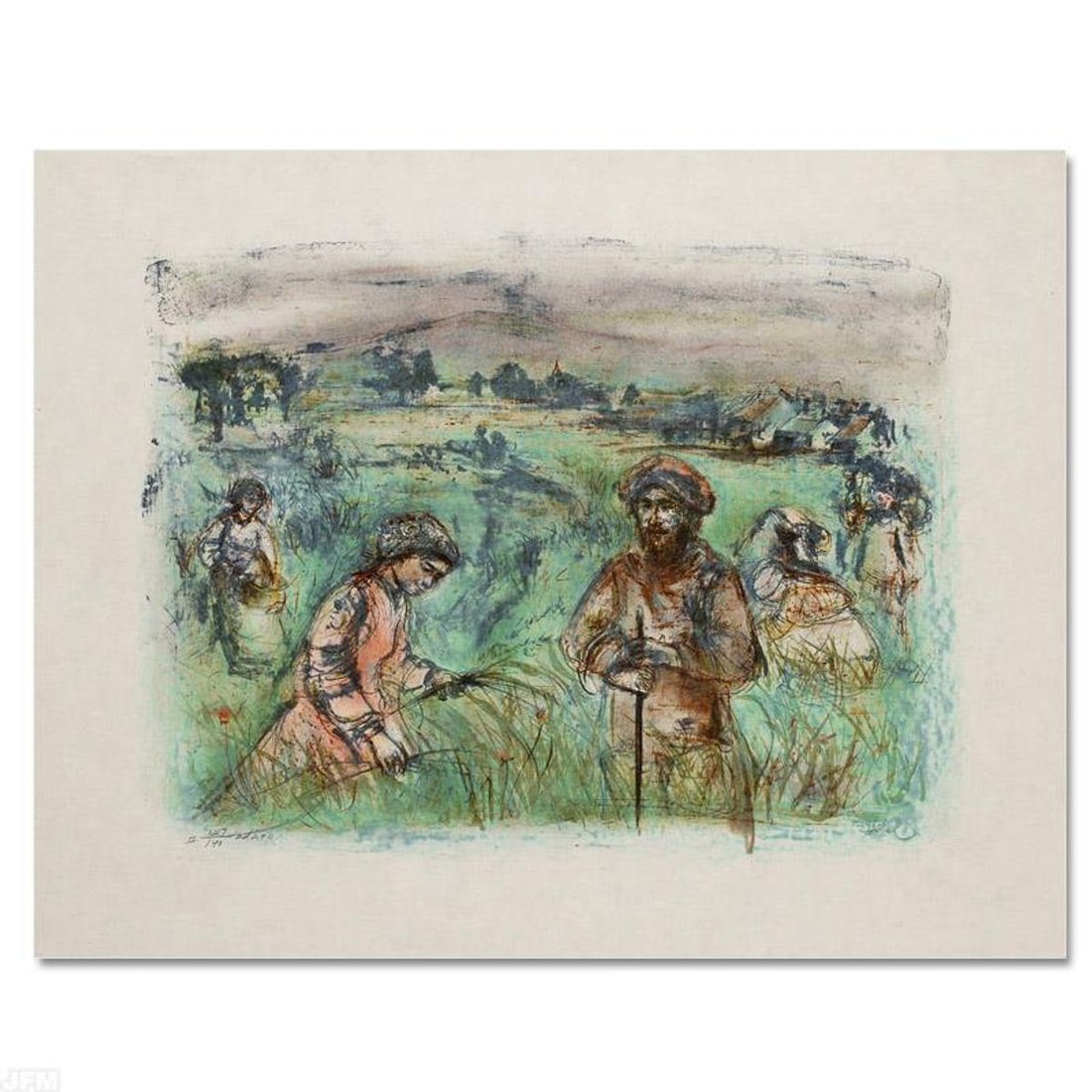 Fields Near Chartres Limited Edition Lithograph by Edna Hibel (1917-2014), Numbered and Hand Signed (1 of 2)