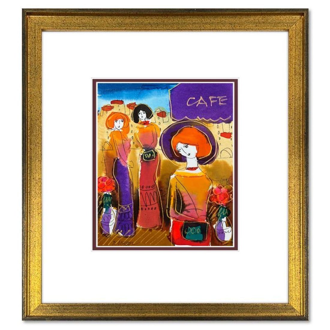 Moshe Leider, Framed Original Mixed Media Watercolor Painting, Hand Signed with Letter of (1 of 2)