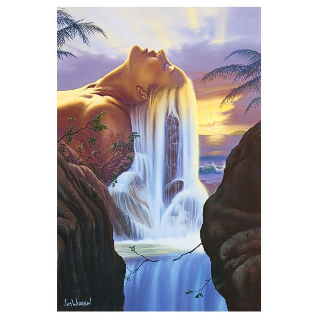 Jim Warren, "Island Dreams" Hand Signed, Artist Embellished AP Limited Edition Giclee on Canvas with: Island Dreams is an AP numbered, artist embellished limited edition giclee on canvas by Jim Warren. The piece is hand signed and accompanied by a letter of authenticity. Measures approximately 30" x 2