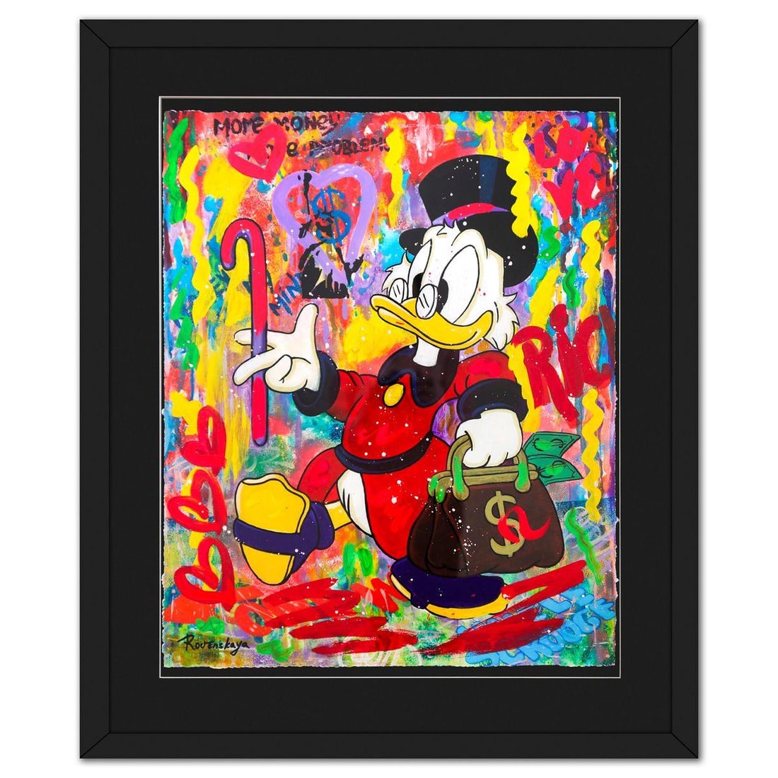 Nastya Rovenskaya- Original Mixed Media on Deckle Edge Paper "Uncle Scrooge" (1 of 2)