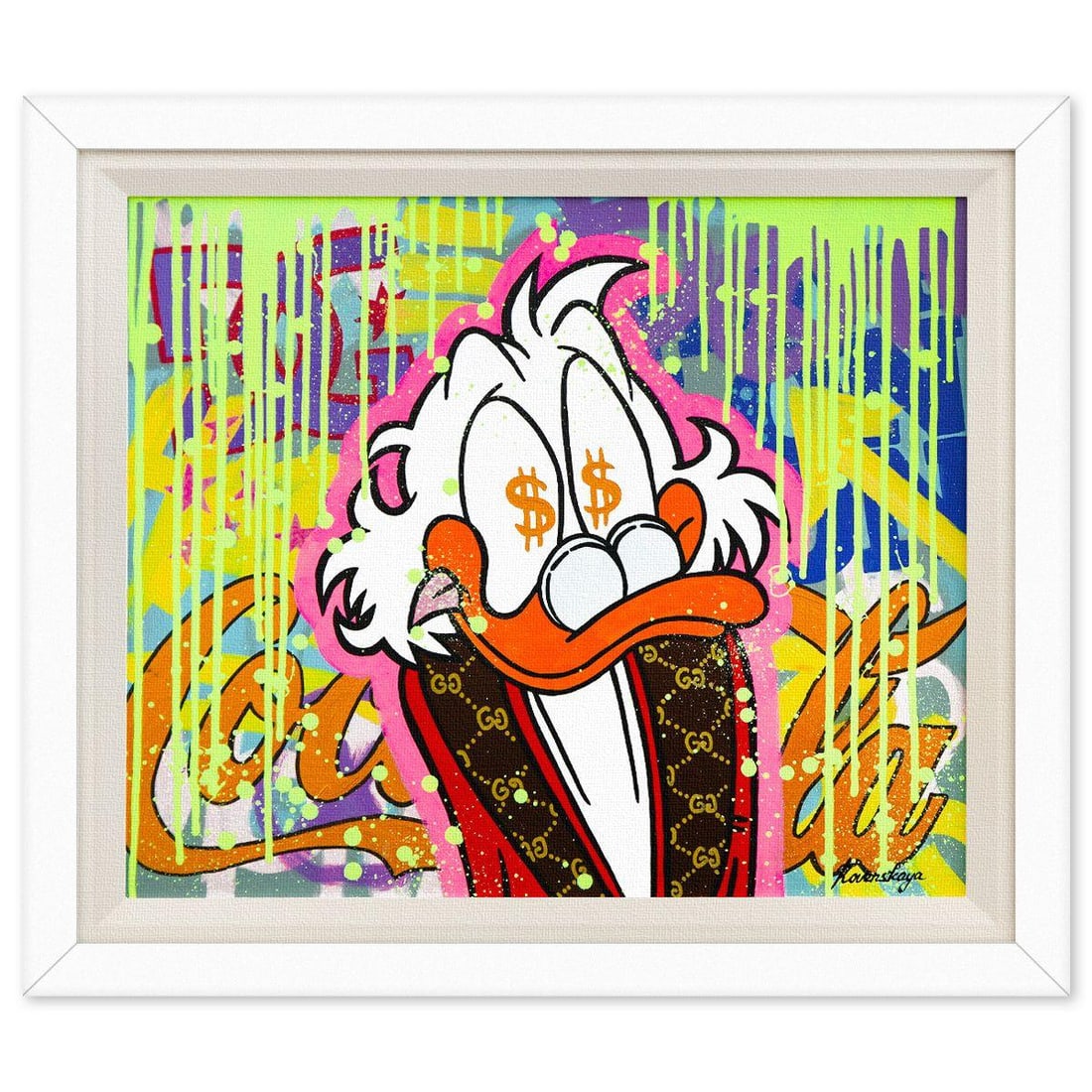 Nastya Rovenskaya- Original Oil on Canvas "Graffiti Heartbeat": Artist: Nastya Rovenskaya. Medium: Original Oil on Canvas. Title: Graffiti Heartbeat. Size: 20" x 24". Measures approx. 25" x 30" (framed). Signature: Hand Signed. Certificate of Authenticity: Is incl