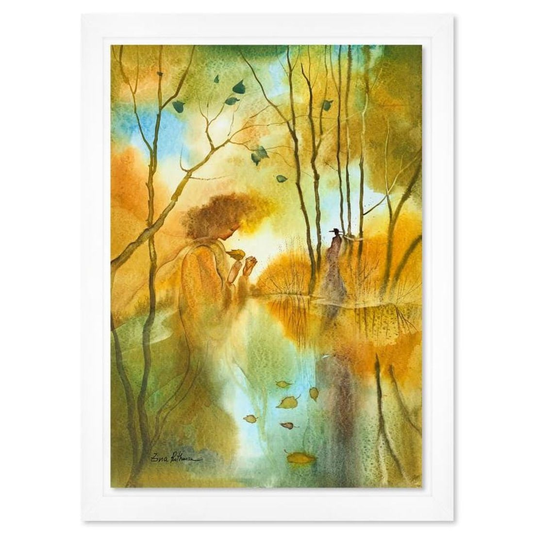 Zina Roitman, Framed Hand Signed Original Painting with Letter of Authenticity.: This is an untitled original painting on paper by Zina Roitman. The piece is hand signed, framed, and comes with a letter of authenticity. Measures approximately 32.5" x 24" (framed), 28.5" x 20"