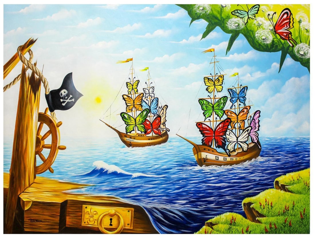 Eugene Poliarush- Original Oil on Canvas "Boat Of Flowers": Artist: Eugene Poliarush. Medium: Original Oil on Canvas. Title: Boat Of Flowers. Size: 30" x 40". Signature: Hand Signed by the artist. Certificate of Authenticity: From the publisher. Reference#: