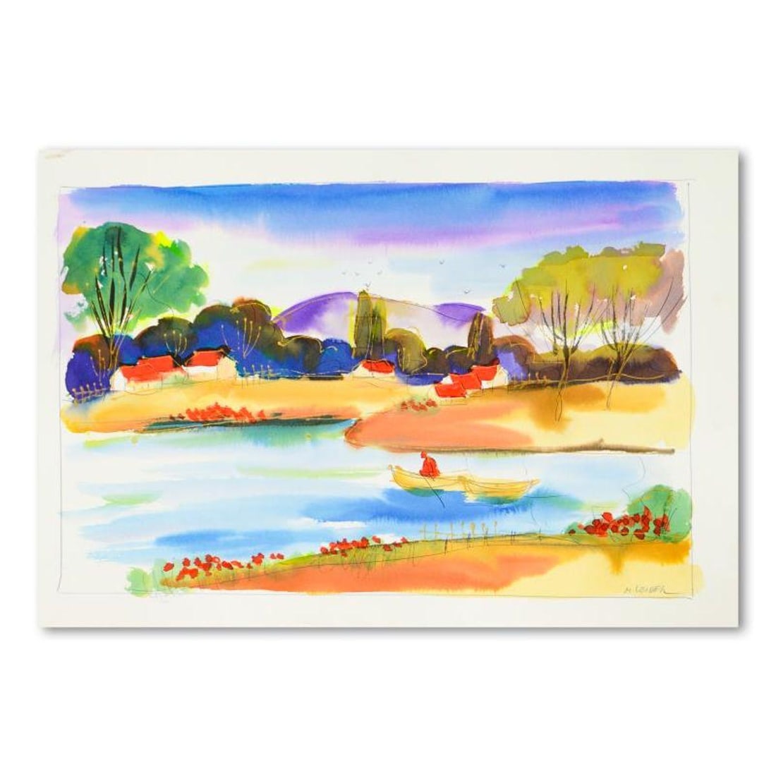 Moshe Leider, Original Watercolor Painting, Hand Signed with Letter of Authenticity.: This is an original watercolor painting on paper by Moshe Leider, hand signed by the artist. Includes Letter of Authenticity. Measures approx. 22" x 15" (border), 19" x 12" (image).